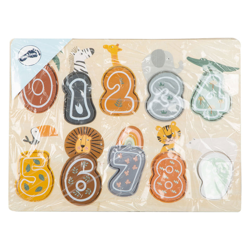 Afbeelding laden in galerijviewer, Small foot - houten cijfer puzzel safari