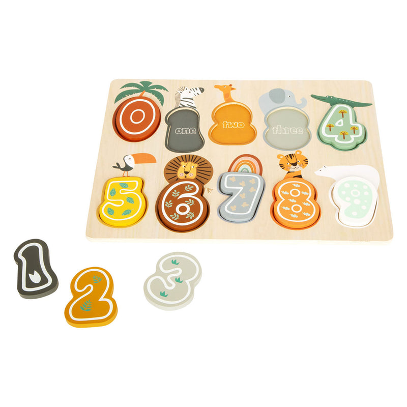 Afbeelding laden in galerijviewer, Small foot - houten cijfer puzzel safari