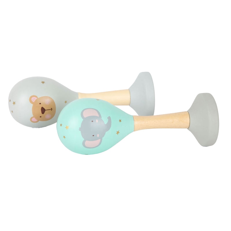 Afbeelding laden in galerijviewer, Small foot - houten baby rammelaar maracas dier, set van 2