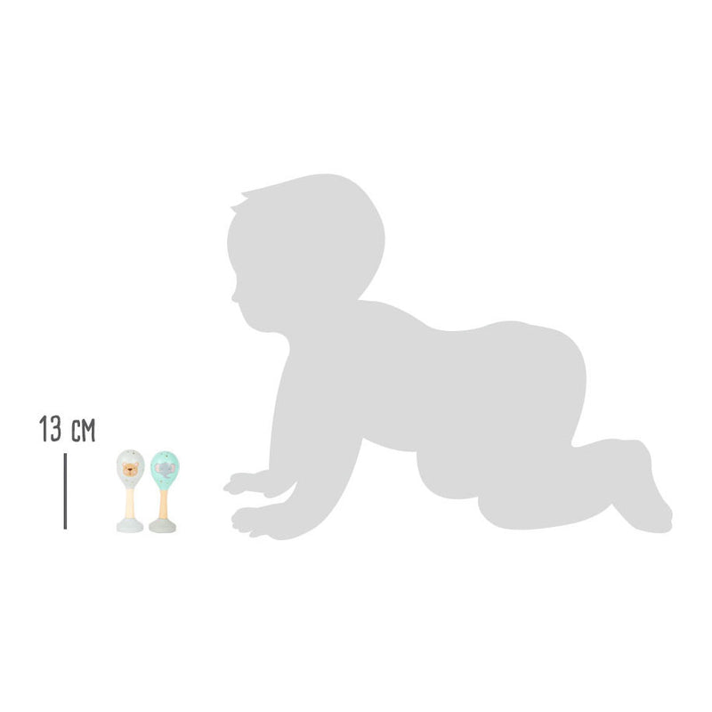 Afbeelding laden in galerijviewer, Small foot - houten baby rammelaar maracas dier, set van 2