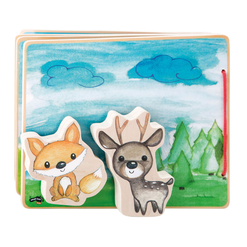 Load image into Gallery viewer, Small Foot Houten Prentenboek Bos met 2 Speelfiguren
