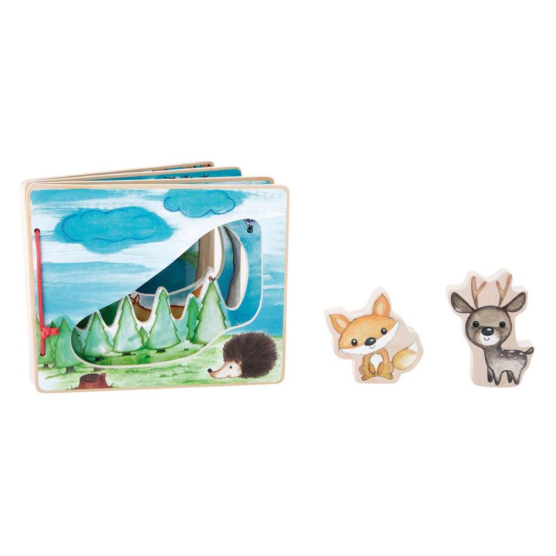 Load image into Gallery viewer, Small Foot Houten Prentenboek Bos met 2 Speelfiguren