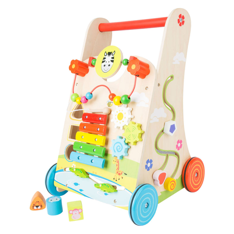 Afbeelding laden in galerijviewer, Small foot - houten baby walker loopwagen kleurrijk