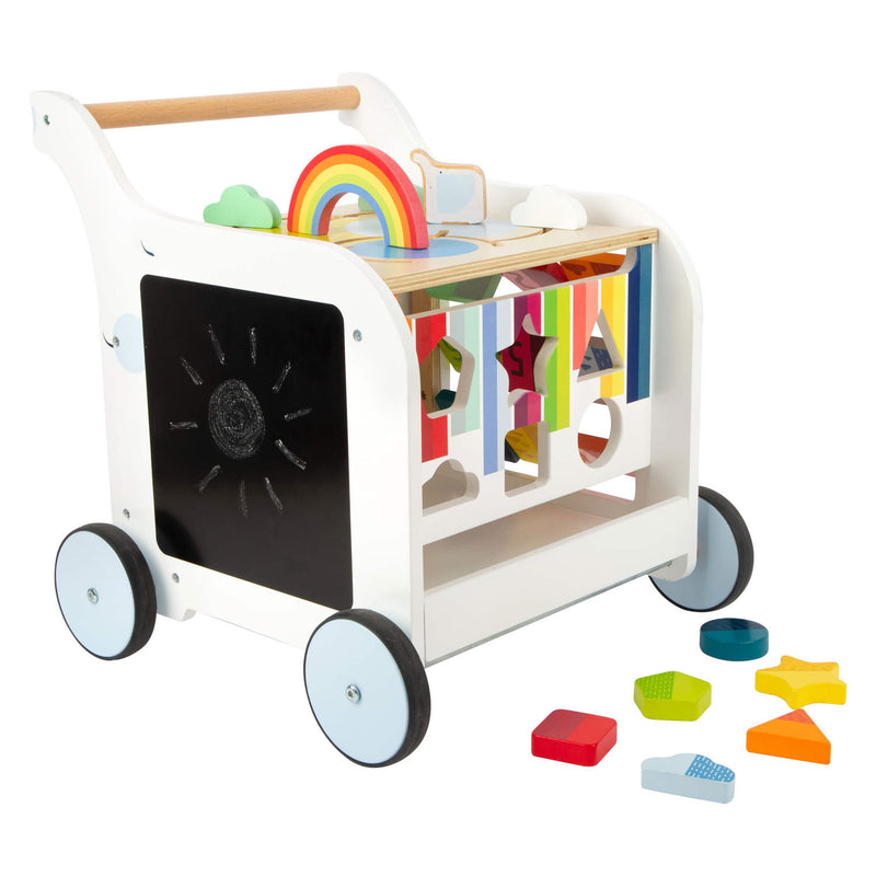 Afbeelding laden in galerijviewer, Small foot - houten baby walker loopwagen bloemen