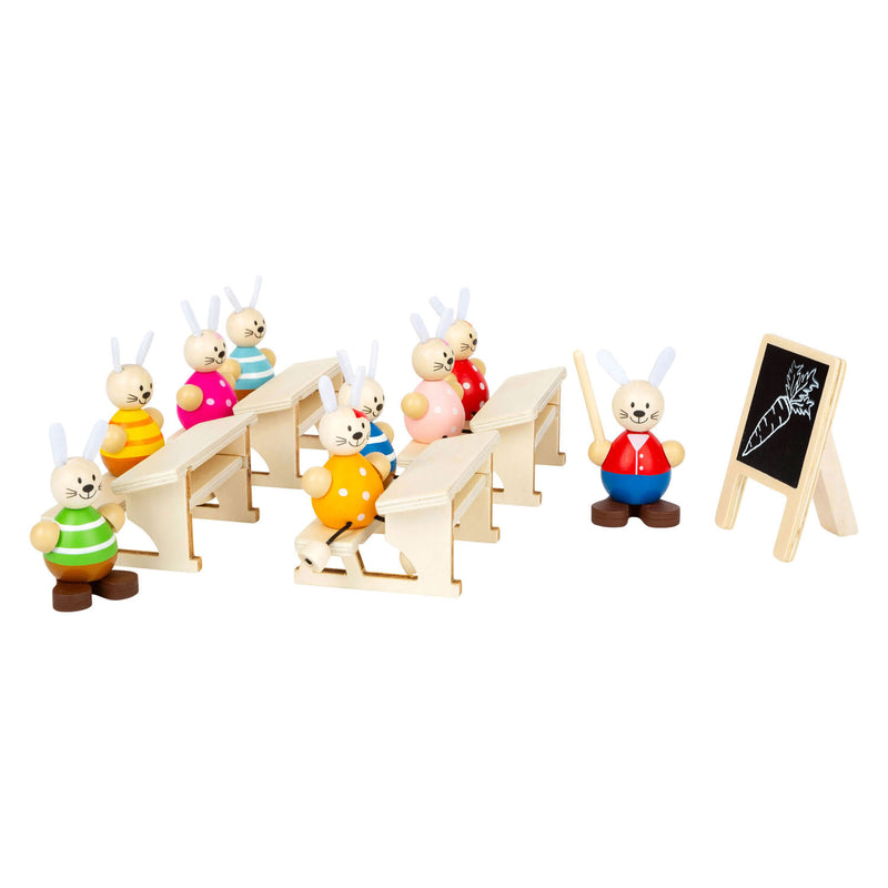 Load image into Gallery viewer, Small Foot Houten Poppenhuis Konijnen School Klas Speelset