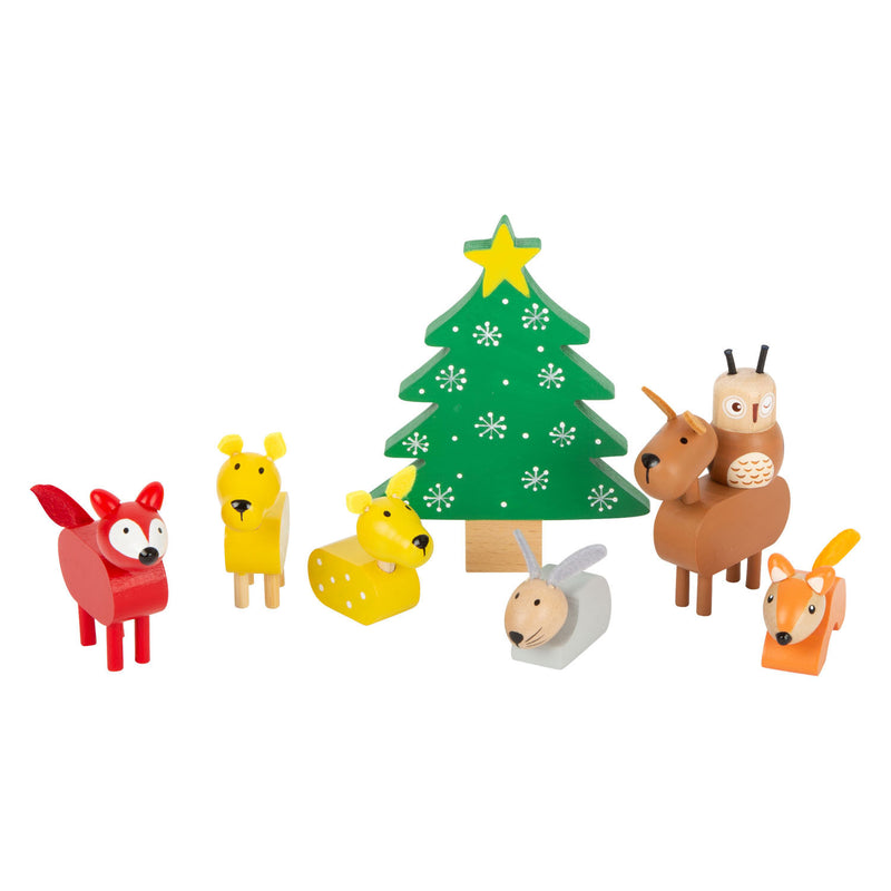 Load image into Gallery viewer, Small Foot Houten Dieren Kerstmis in het Bos Speelset, 17dlg.