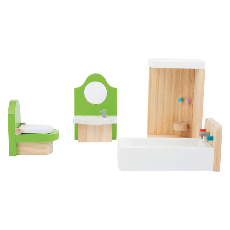 Load image into Gallery viewer, Small foot - houten poppenhuis meubeltjes badkamer, 4dlg.