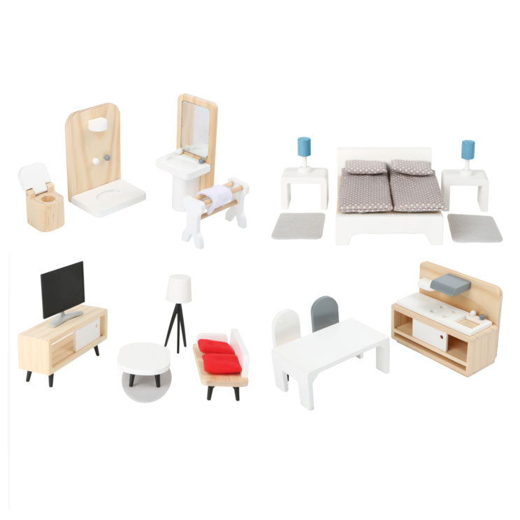 Load image into Gallery viewer, Small foot - houten poppenhuis meubeltjes complete set, 28dlg.