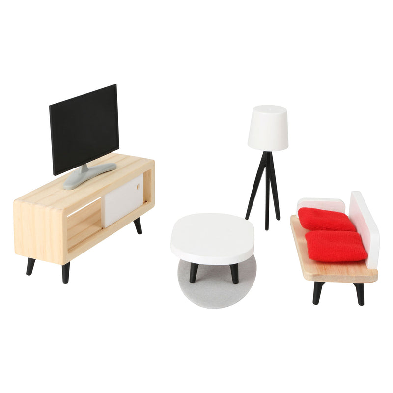 Afbeelding laden in galerijviewer, Small foot - houten poppenhuis meubeltjes complete set, 28dlg.