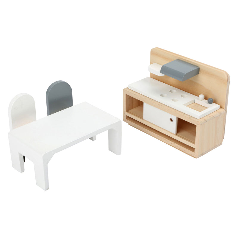 Afbeelding laden in galerijviewer, Small foot - houten poppenhuis meubeltjes complete set, 28dlg.