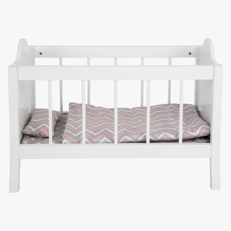 Afbeelding laden in galerijviewer, Small foot poppenbed met beddengoed junior 50 x 30 cm hout wit