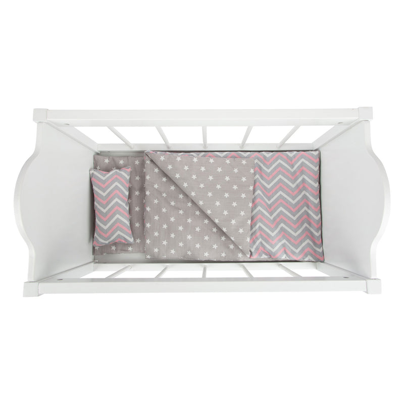 Afbeelding laden in galerijviewer, Small foot poppenbed met beddengoed junior 50 x 30 cm hout wit