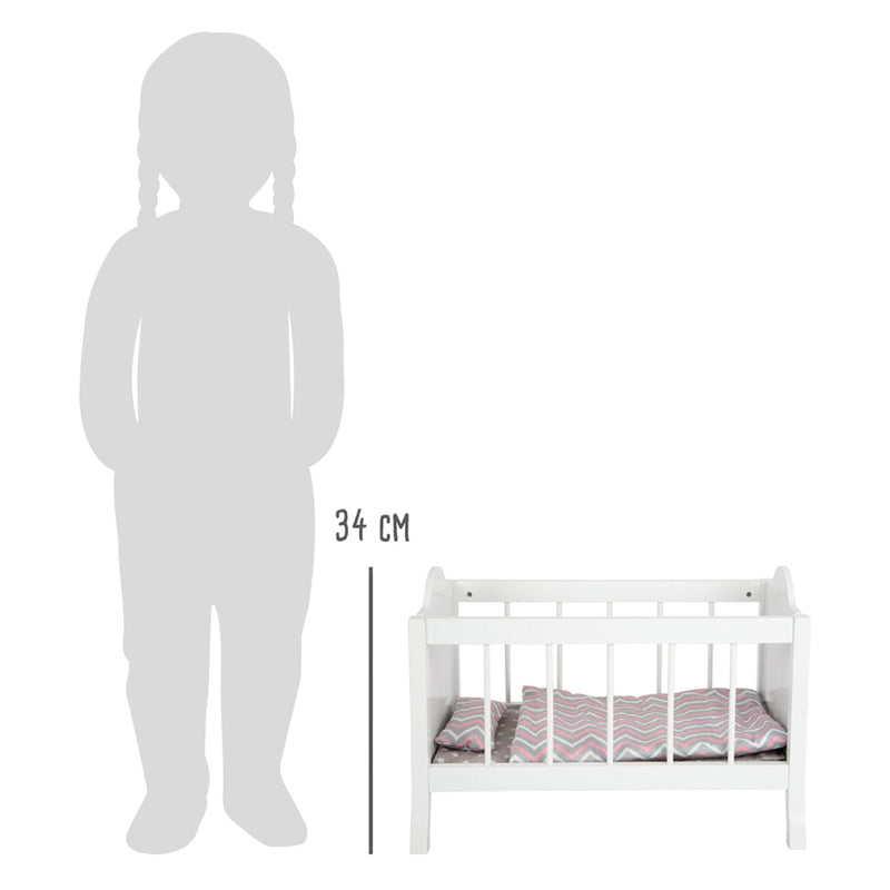 Afbeelding laden in galerijviewer, Small foot poppenbed met beddengoed junior 50 x 30 cm hout wit