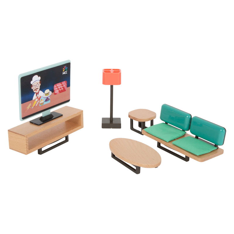 ギャラリービューアに画像をロードする, Small foot - houten poppenhuis meubeltjes modern complete set, 31dlg.