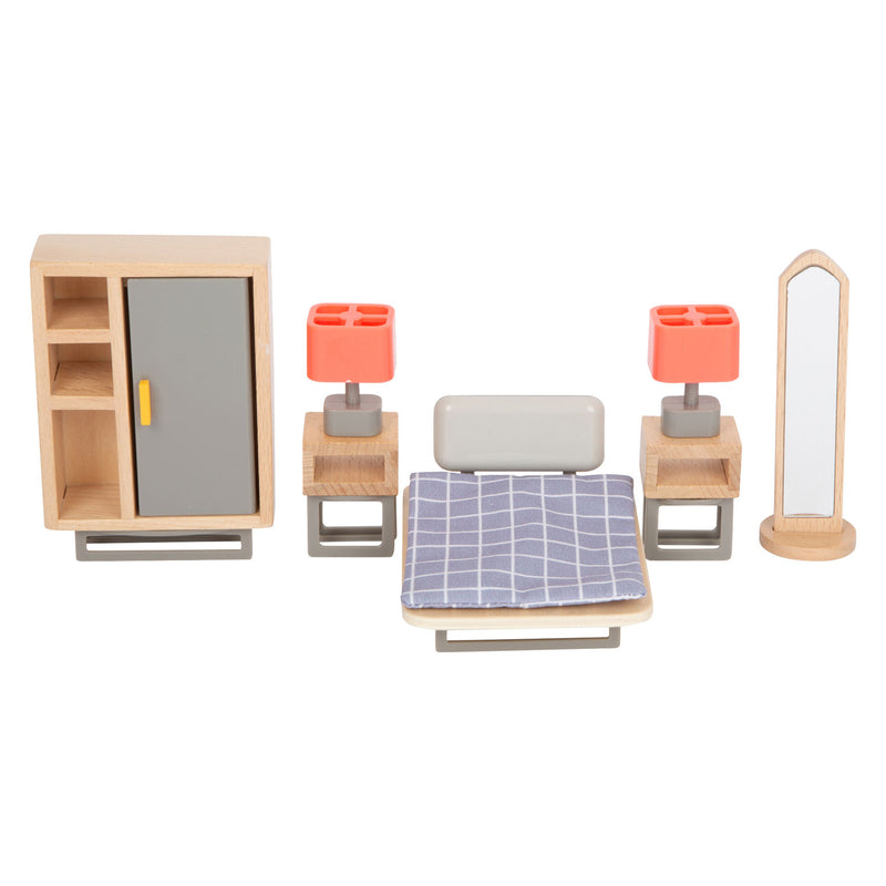 Afbeelding laden in galerijviewer, Small foot - houten poppenhuis meubeltjes modern complete set, 31dlg.