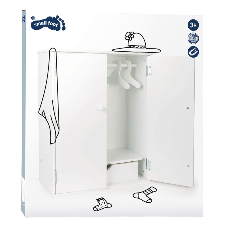 Afbeelding laden in galerijviewer, Small foot houten poppen kledingkast 53 cm wit