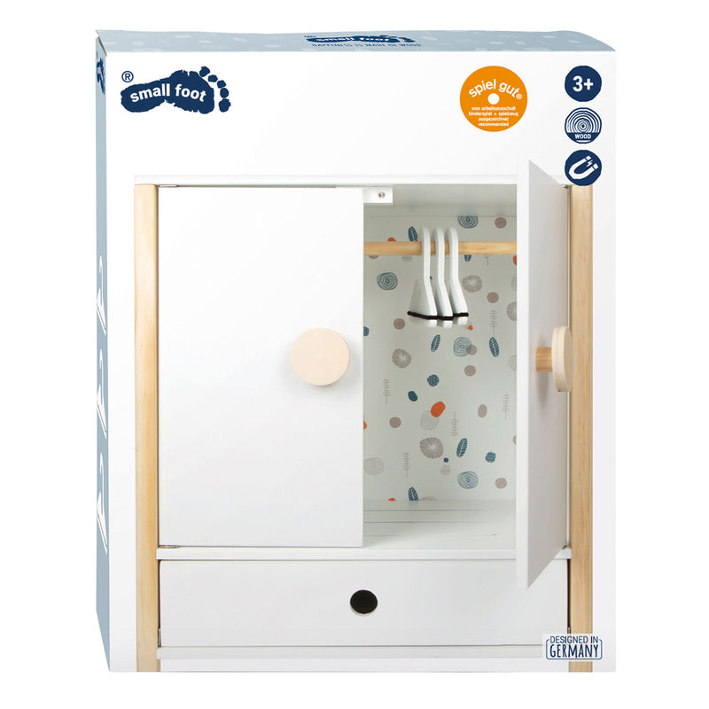 Load image into Gallery viewer, Small foot - houten poppen kledingkast little button met hangers , 3dlg.