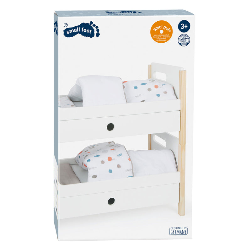 Afbeelding laden in galerijviewer, Small foot - houten poppenhoogslaper little button met beddengoed, 6dlg.