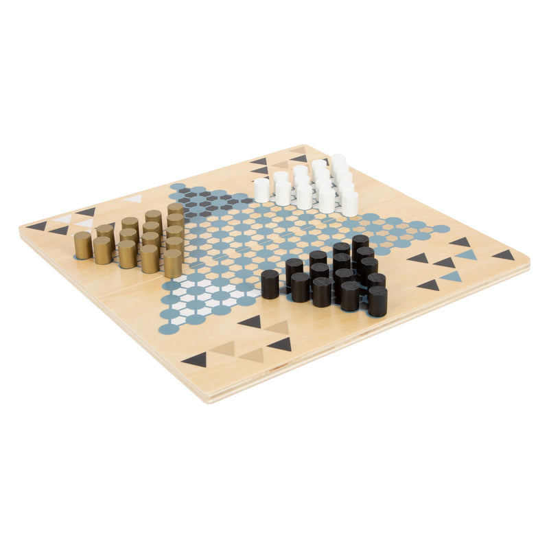Afbeelding laden in galerijviewer, Small foot - barricade en halma houten bordspel 2in1