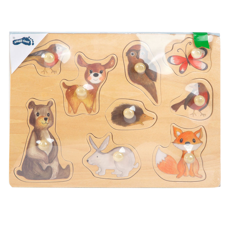 Load image into Gallery viewer, Small foot - houten noppenpuzzel bosdieren, 9st.