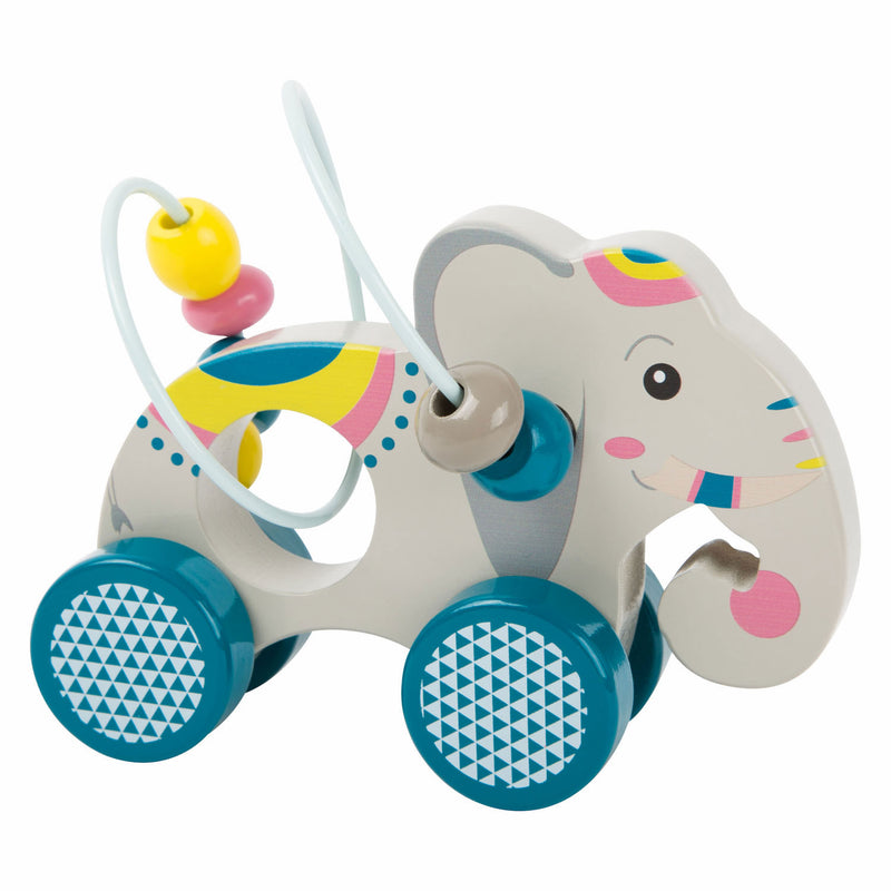 Load image into Gallery viewer, Small foot - houten duwfiguur olifant met motoriekspiraal