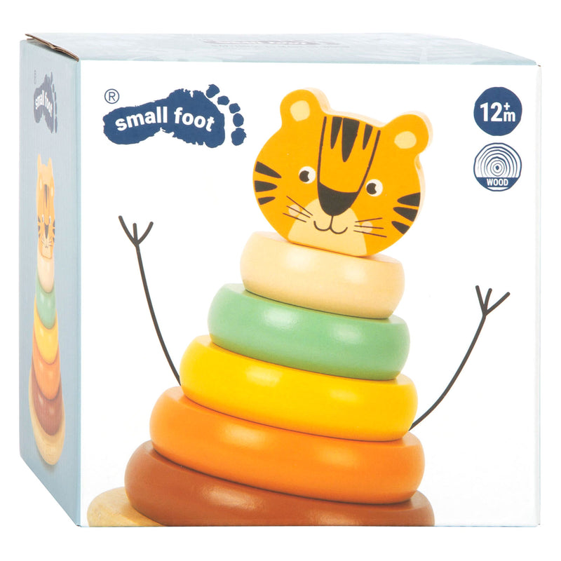 Afbeelding laden in galerijviewer, Small foot - houten stapeltoren safari tijger, 7dlg.