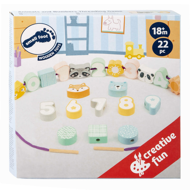 ギャラリービューアに画像をロードする, Small foot - houten rijgsspel dieren en cijfers, 22dlg.