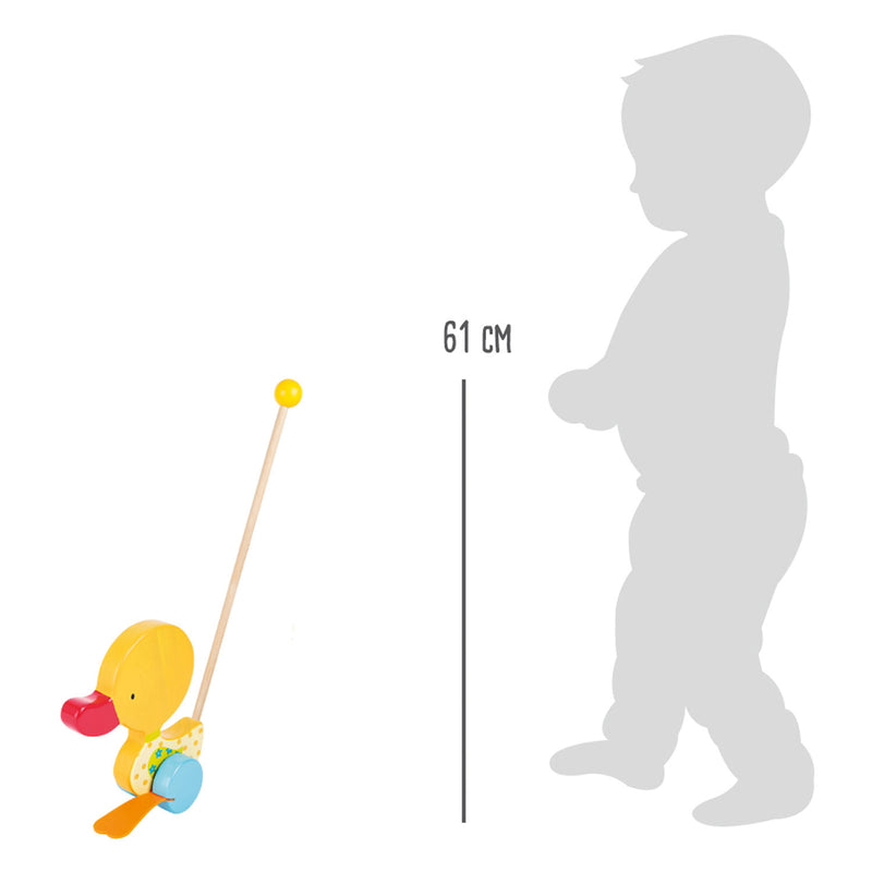 Load image into Gallery viewer, Small foot - houten duwfiguur eend tina met stok