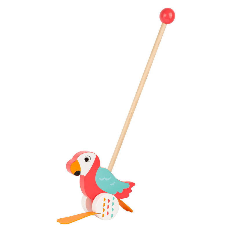 ギャラリービューアに画像をロードする, Small foot - houten duwfiguur papegaai lori met stok
