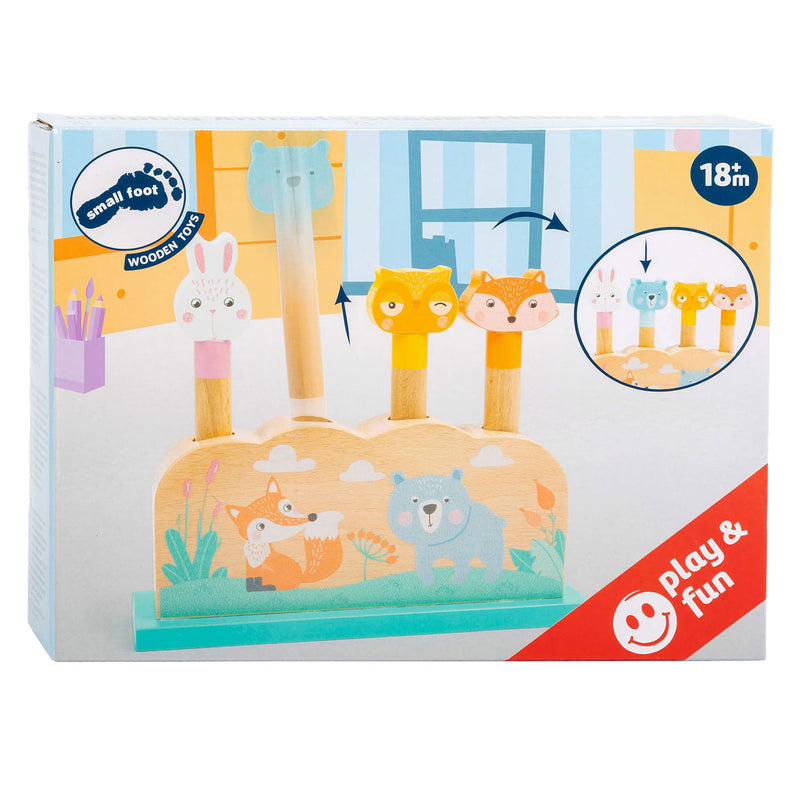 Load image into Gallery viewer, Small foot - houten motoriek vorm insteekspel bosdieren, 5dlg.