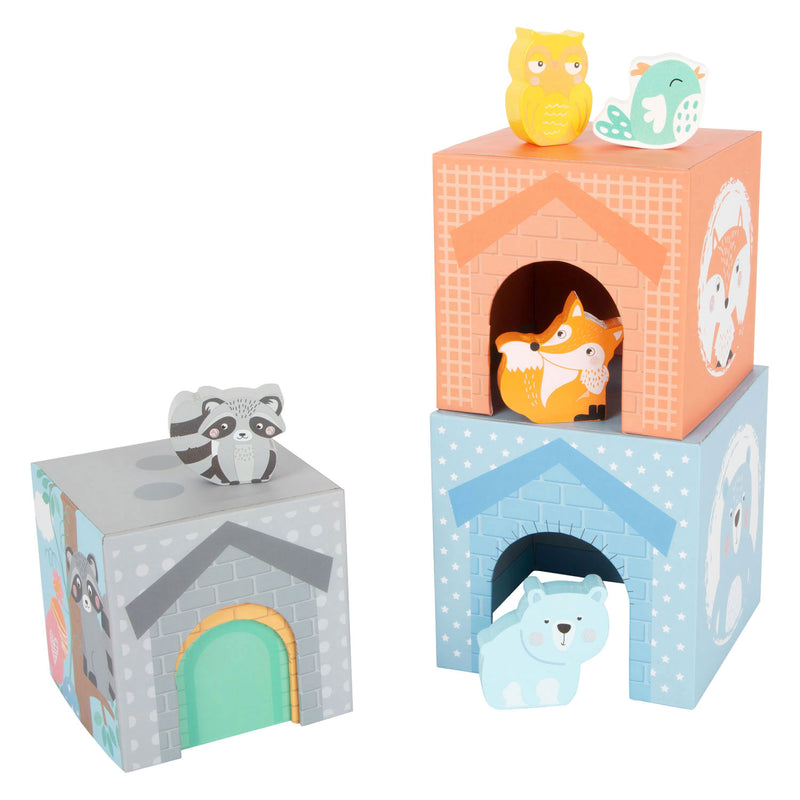 Load image into Gallery viewer, Small foot - stapeltoren met bosdieren pastel, 10dlg.