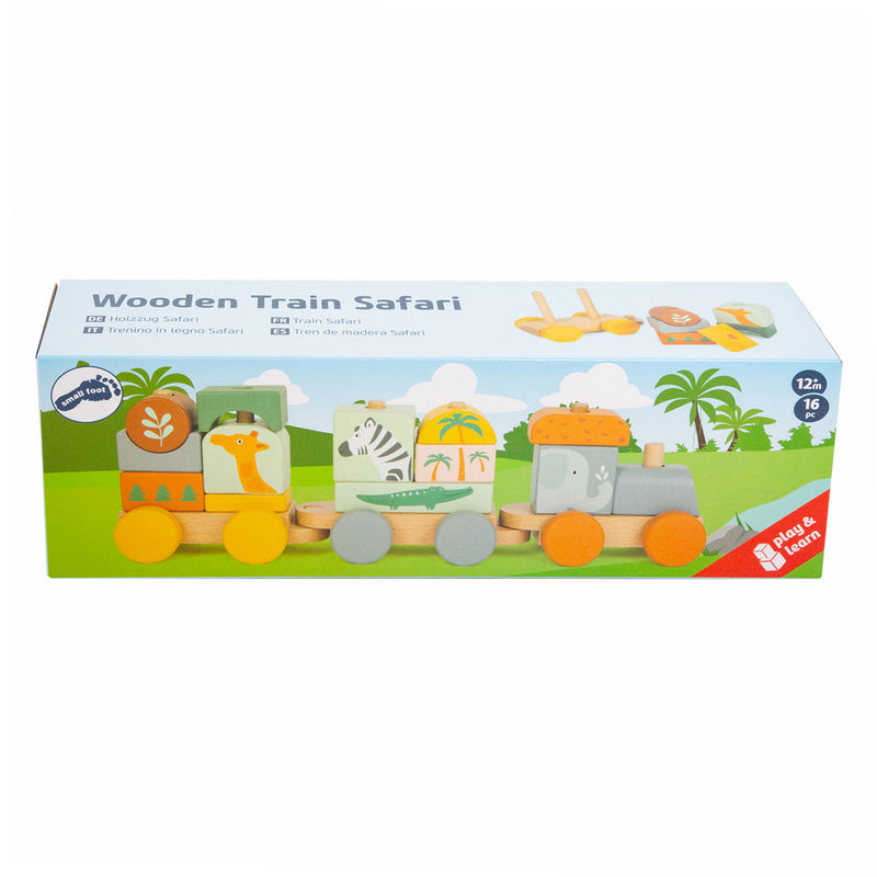 Afbeelding laden in galerijviewer, Small foot - houten stapelblokken trein safari, 16dlg.