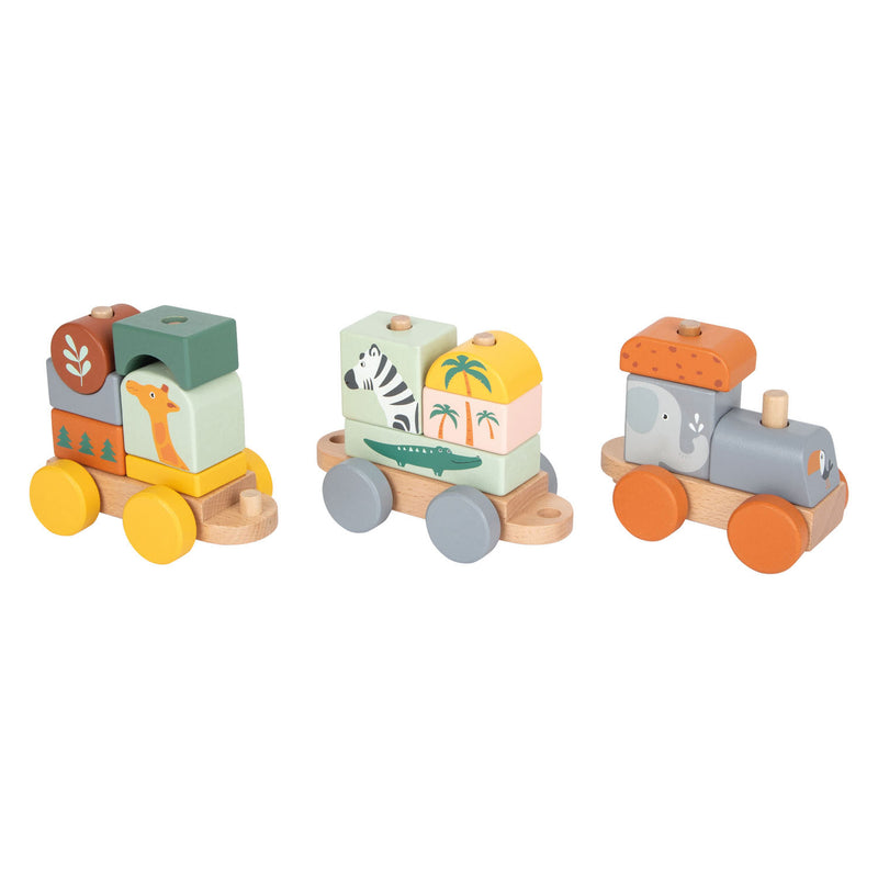 ギャラリービューアに画像をロードする, Small foot - houten stapelblokken trein safari, 16dlg.