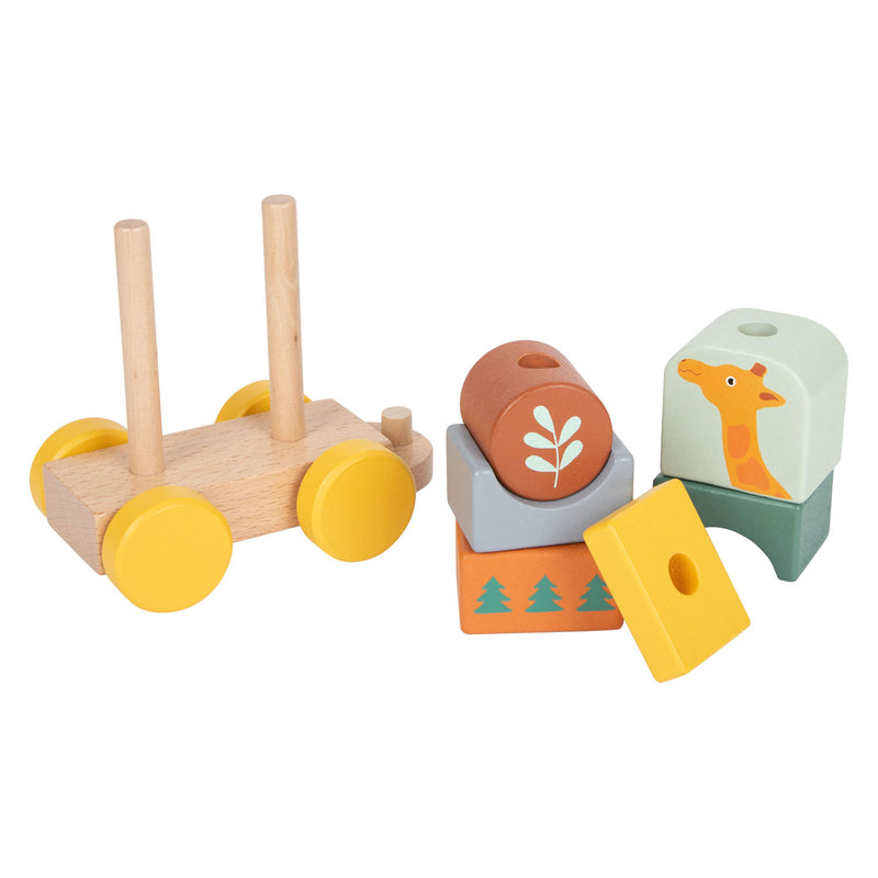ギャラリービューアに画像をロードする, Small foot - houten stapelblokken trein safari, 16dlg.