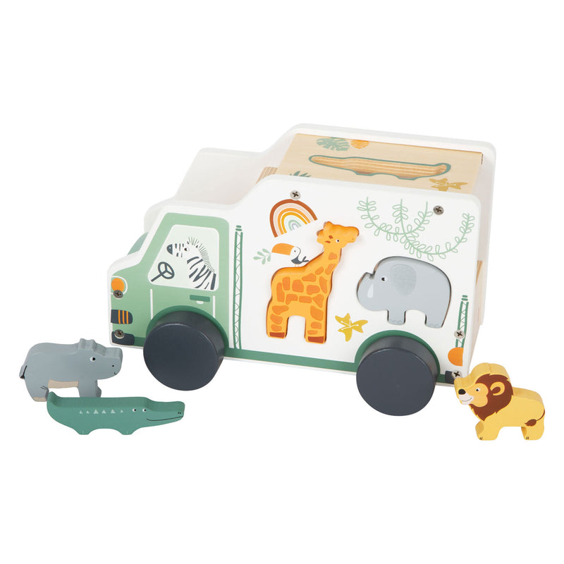 Afbeelding laden in galerijviewer, Small foot - houten vormenstoof jeep safari, 6dlg.