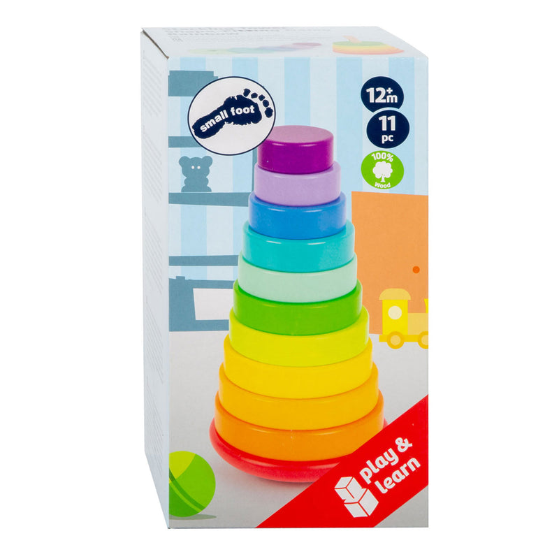 Load image into Gallery viewer, Small foot - houten stapeltoren regenboog, 11dlg.