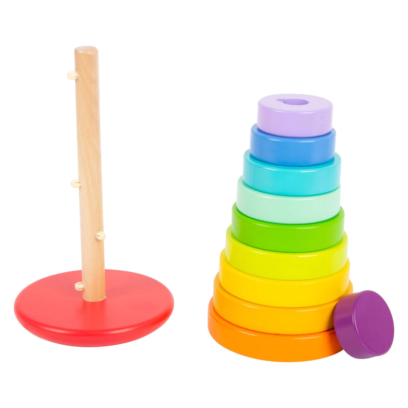 Load image into Gallery viewer, Small foot - houten stapeltoren regenboog, 11dlg.