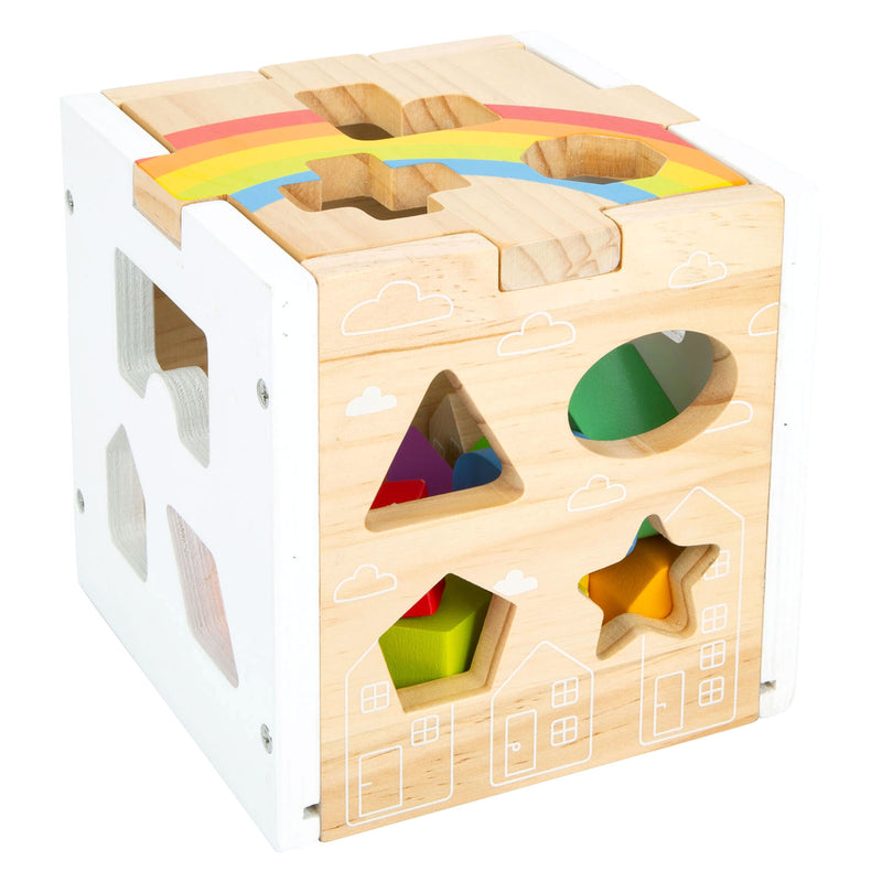 Afbeelding laden in galerijviewer, Small foot - houten vormenstoof kubus regenboog,