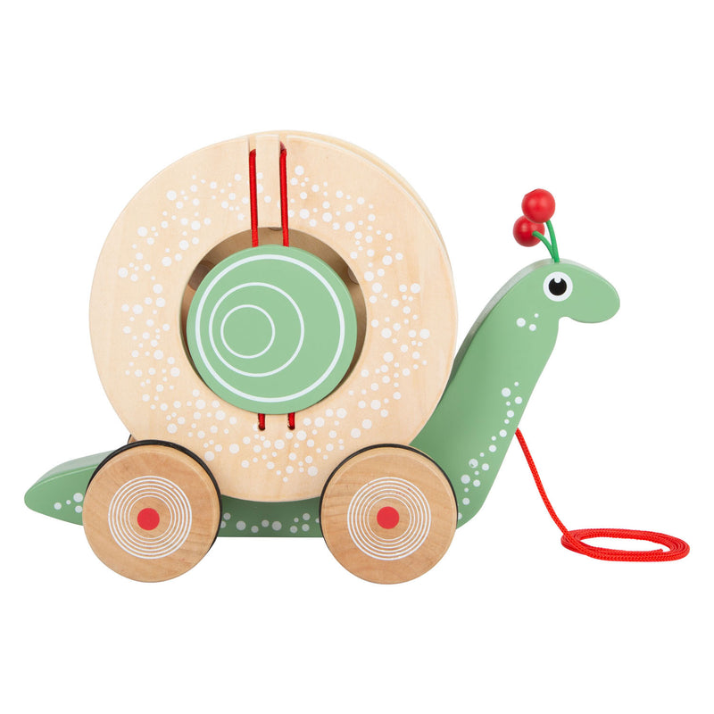 Load image into Gallery viewer, Small foot - houten trekfiguur vormenstoof slak, 6dlg.