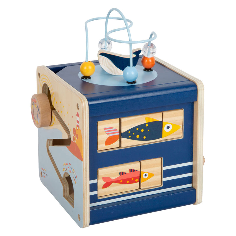 Load image into Gallery viewer, Small foot - houten activiteitenkubus oceaan