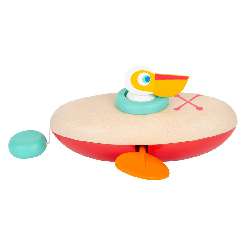 ギャラリービューアに画像をロードする, Small foot - badspeelgoed houten kano pelikaan opwindbaar