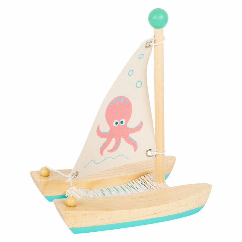 Load image into Gallery viewer, Small Foot Badspeelgoed Houten Catamaran Octopus