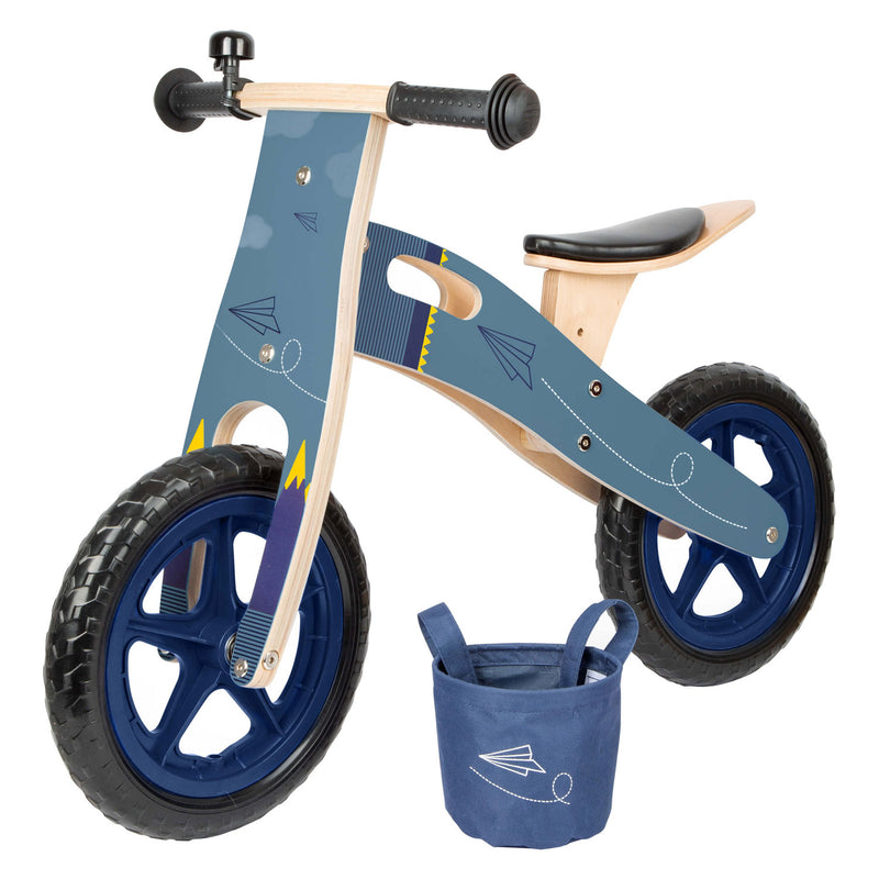 Load image into Gallery viewer, Small foot - houten loopfiets vliegtuig blauw