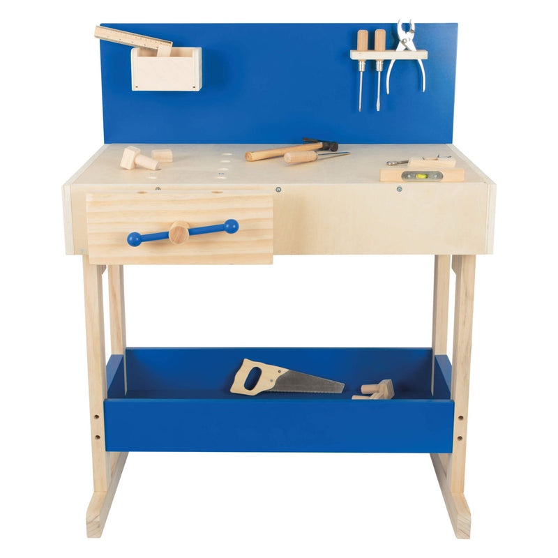 Load image into Gallery viewer, Small foot - houten speelgoedwerkbank blauw met accessoires
