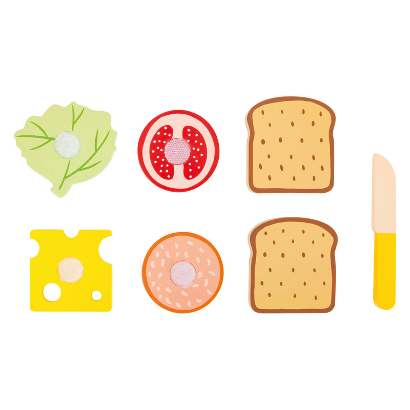 Load image into Gallery viewer, Small Foot Houten Speeleten Sandwich met Bestek, 7dlg.
