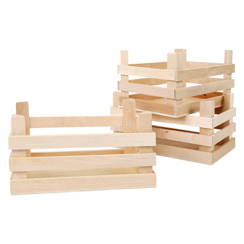 Afbeelding laden in galerijviewer, Small foot - houten kratjes groot 18x12x9,5cm, set van 3
