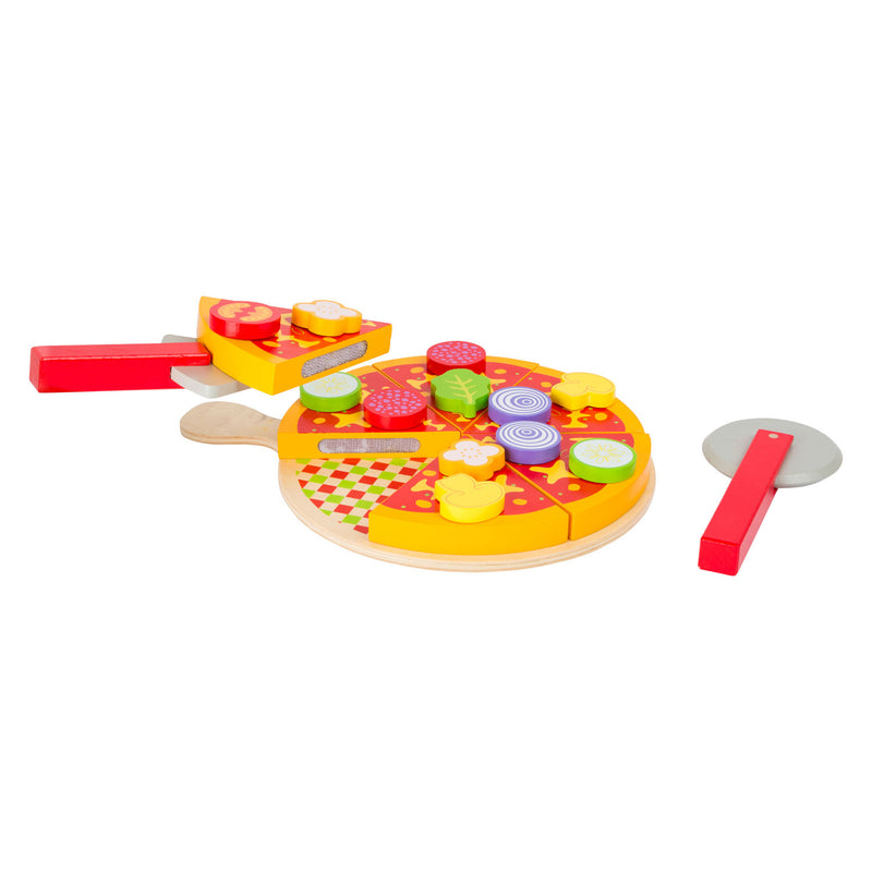 Afbeelding laden in galerijviewer, Small foot - houten snij- en speeleten pizza set, 21dlg.