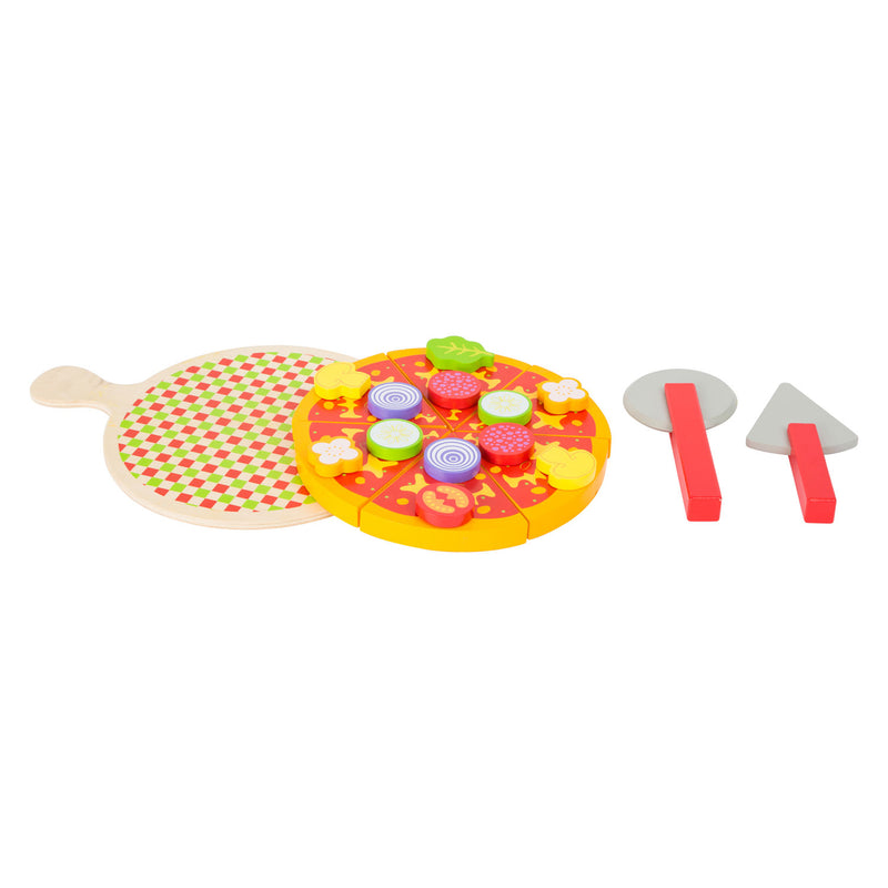 Afbeelding laden in galerijviewer, Small foot - houten snij- en speeleten pizza set, 21dlg.