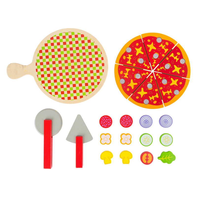 Afbeelding laden in galerijviewer, Small foot - houten snij- en speeleten pizza set, 21dlg.