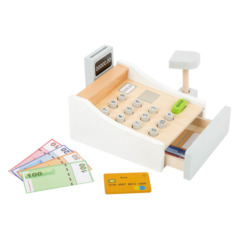 Load image into Gallery viewer, Small foot - houten speelgoedkassa met accessoires, 15dlg.
